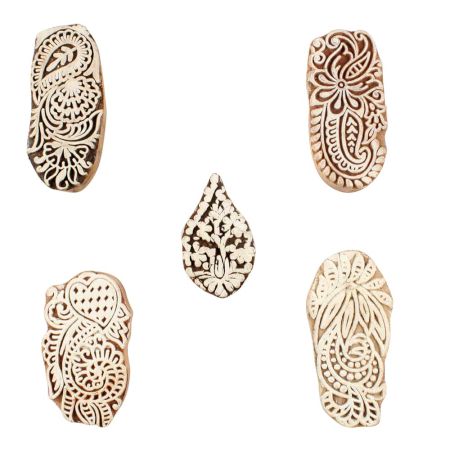 Set of 5 Piece New Mix Wooden Printing Blocks